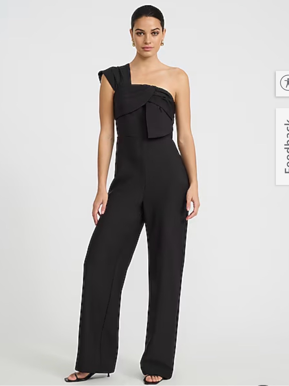 Express Black One-Shoulder Wide-Leg Jumpsuit